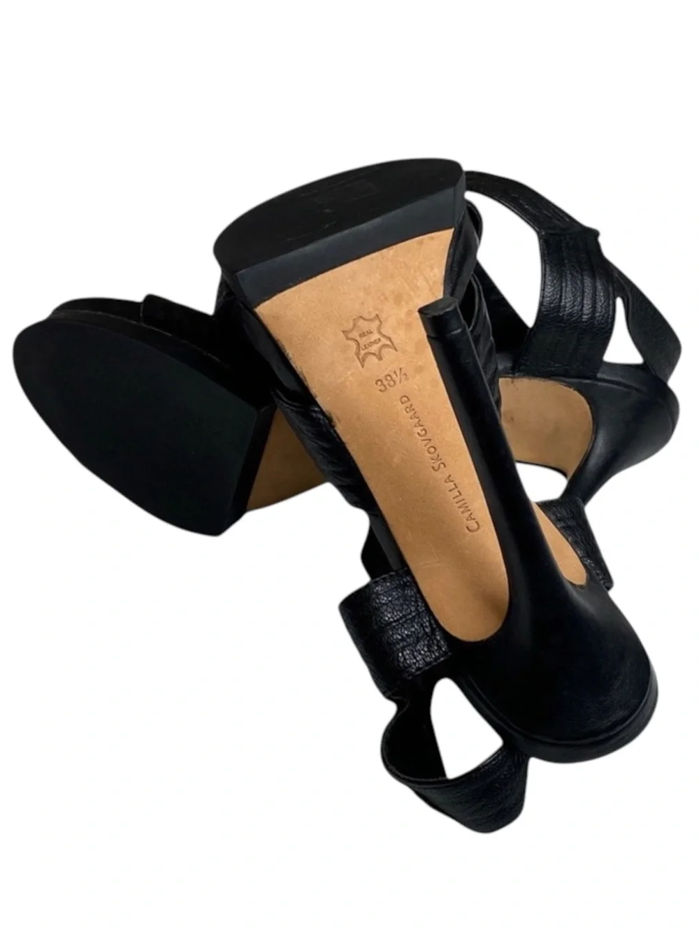 new Camilla Skovgaard  Ankle Strap Stiletto Platform Sandal Heel  Black 38.5 8